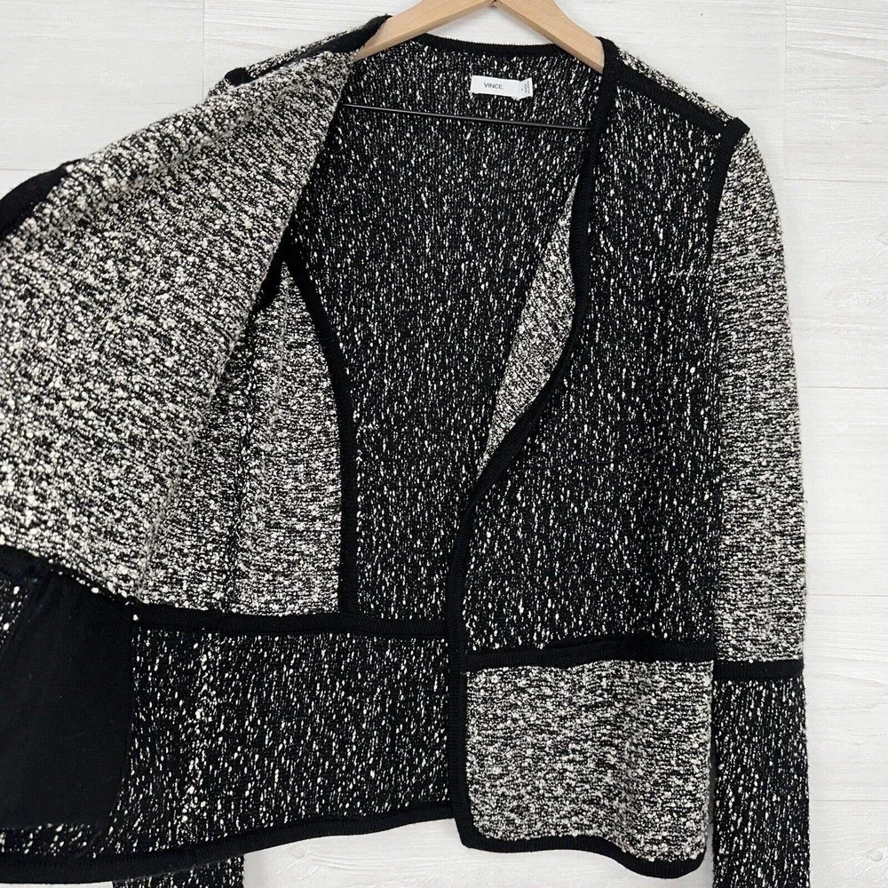 Vince Textured Drape Front Jacket Women‎ Small Black Gray Long Sleeves Career - Picture 7 of 15